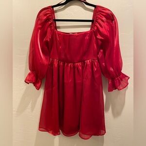 Thirty/thirty LA Women’s Red Babydoll Dress NWT size Small Balloon Sleeve